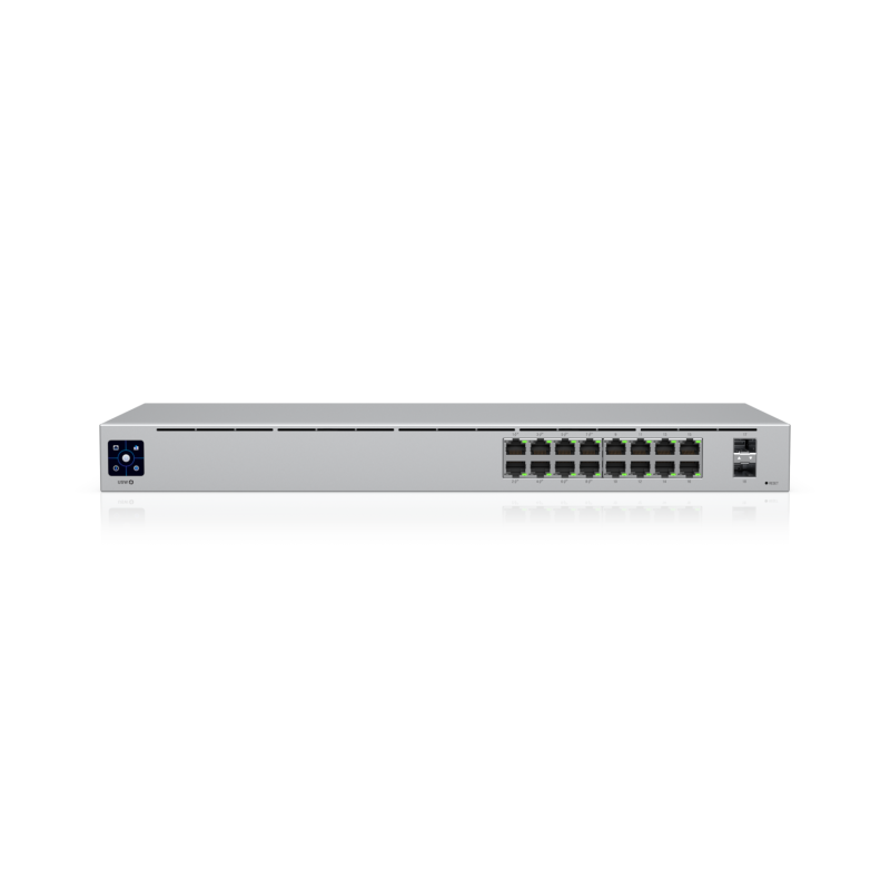 Коммутатор Ubiquiti USW-16-POE управляемый, 16 портов 1 Гбит/с, 2 SFP, PoE 42 Вт, без вентилятора, фото 3