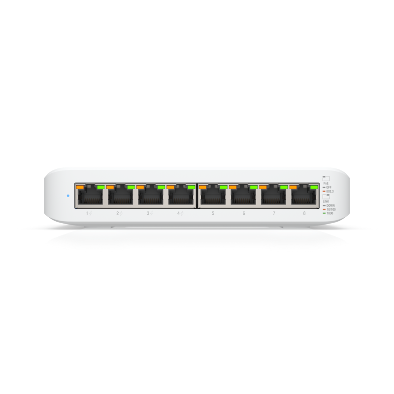 Коммутатор Ubiquiti USW-Lite-8-PoE, 8 портов 1 Гбит/с, 4 порта PoE, бюджет 52 Вт, без вентилятора, фото 2