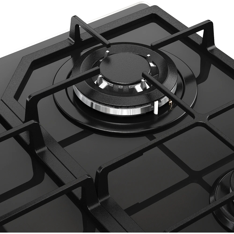 Варочная панель Monsher MGG 63 Noir, газовая, 59 см, 4 конфорки с WOK, газ-контроль, чёрная, фото 4