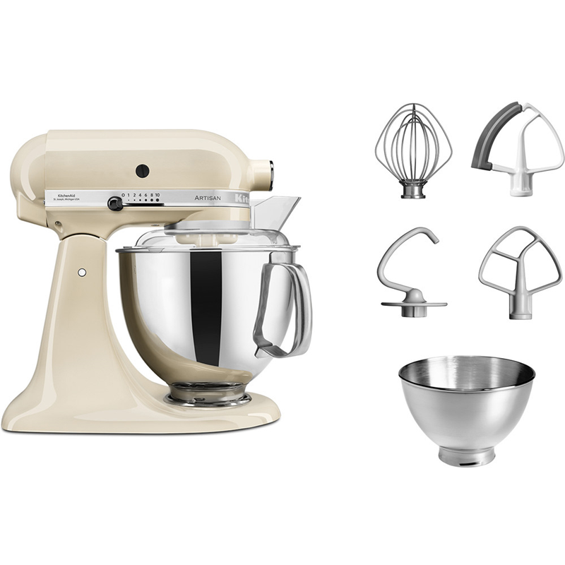 Планетарный миксер KitchenAid Artisan 5KSM175PSEAC, чаши 4,8 и 3 л, 300 Вт, кремовый, фото 3