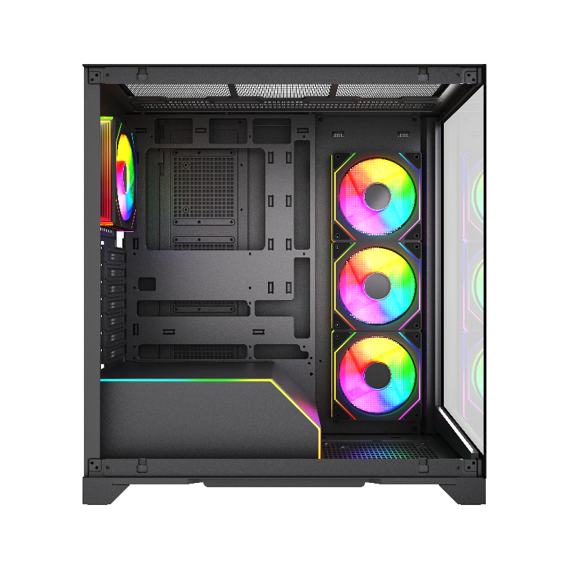 Корпус для ПК Hspd F550, Midi Tower, чёрный, под ATX, mATX, mITX, F550-TGBK-ARGB, фото 3