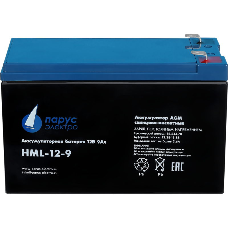 Батарея для ИБП Парус электро HML-12-9, 12 В, 9 А·ч, фото 3