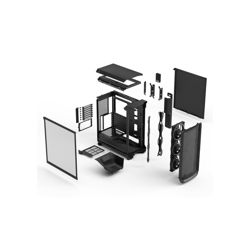 Корпус ПК без блока Case Fractal Design Meshify 3 Ambience Pro RGB TG Light Tint, Full-Tower, 3x140mm ARGB, 2xUSB-A 3.2 + 1xUSB 3.2 Type-C, E-ATX, ATX, mATX, mITX, Black, фото 14