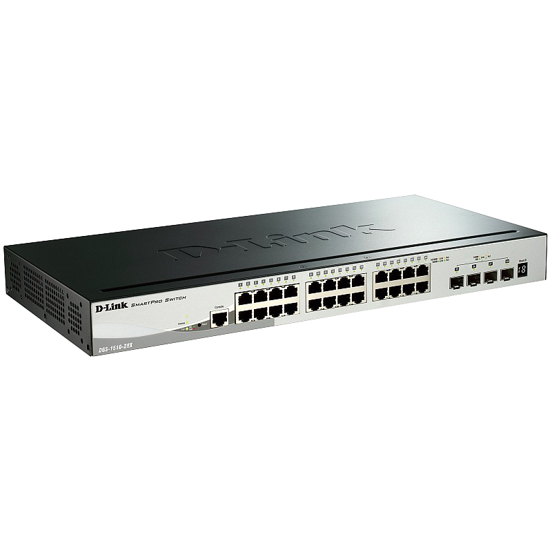 Коммутатор D-Link DGS-1510-28X управляемый, 24 порта 1 Гбит/с, 4 порта 10 Гбит/с, стекируемый, фото 2