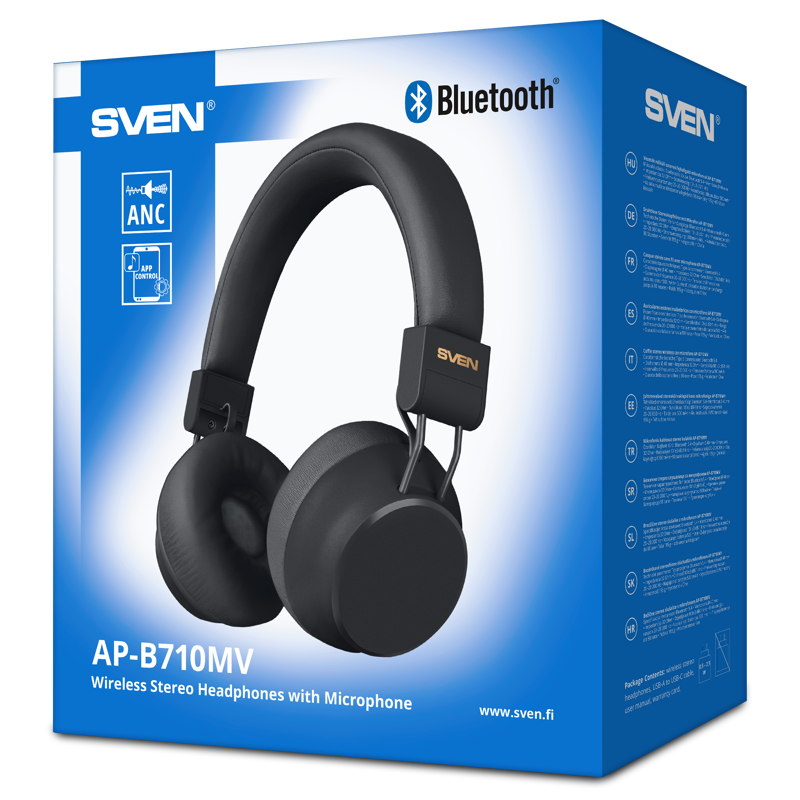 Наушники Sven AP-B710MV, Bluetooth 5.4, USB Type-C, полноразмерные, чёрный, крепление оголовье, фото 7