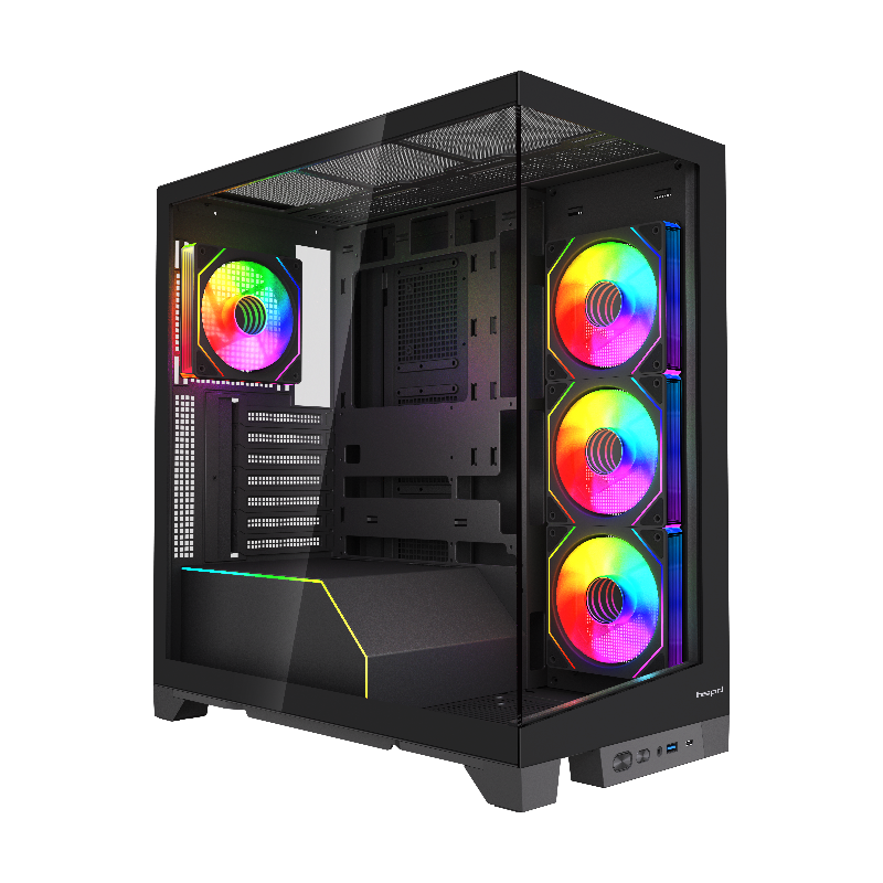 Корпус для ПК Hspd F550, Midi Tower, чёрный, под ATX, mATX, mITX, F550-TGBK-ARGB, фото 7