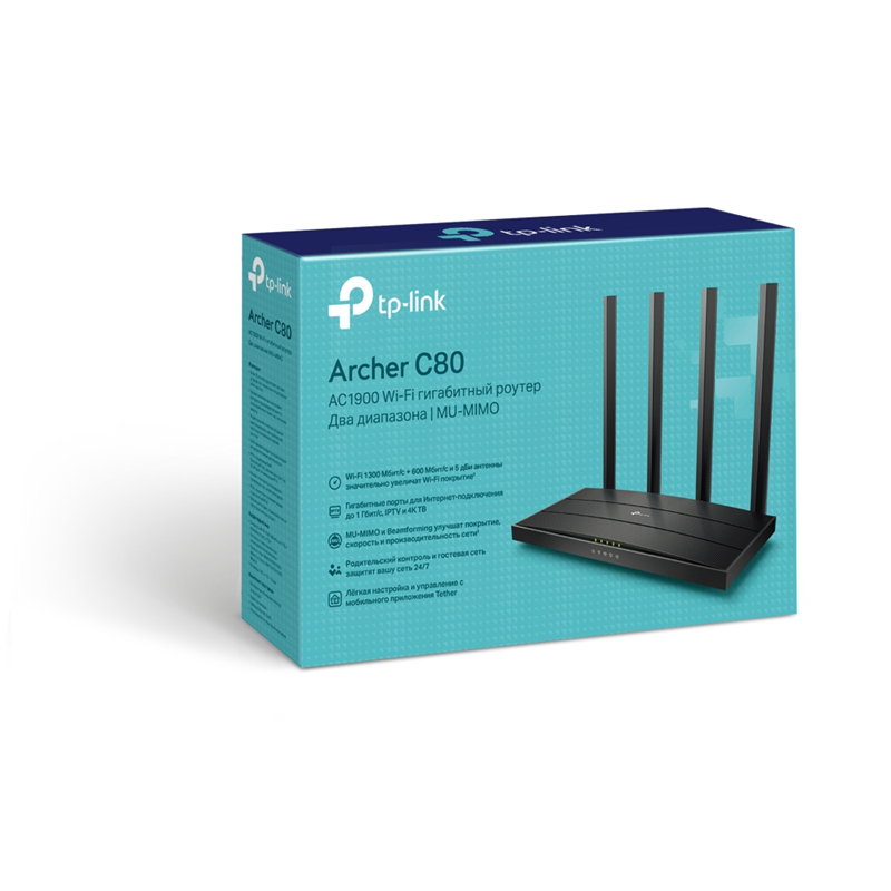 Wi-Fi роутер TP-Link AC1900 GbE Archer C80, Wi-Fi 5, 4 порта LAN, фото 4