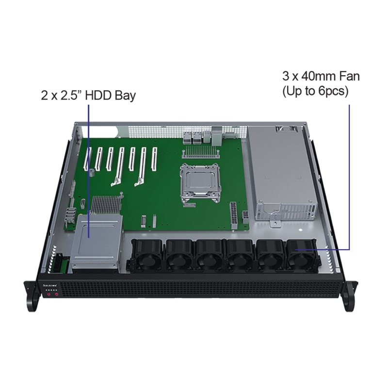 Серверный корпус 1U chassis , 2 internal HDD & 6G BP, with 350W Flex-ATX Power Supply 348mm depth with AC-R102 Slide Rail (Ablecom CS-R16-01P), фото 4