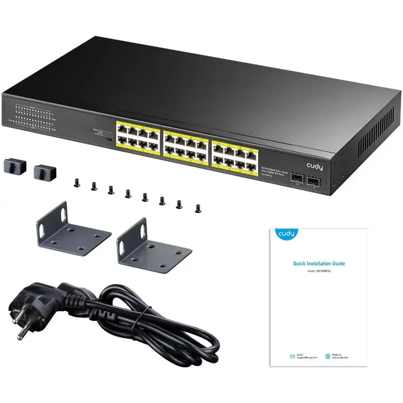 PoE-коммутатор Cudy GS1028PS2 неуправляемый, 24 порта PoE+ 1 Гбит/с, 2 SFP, 300 Вт, фото 4