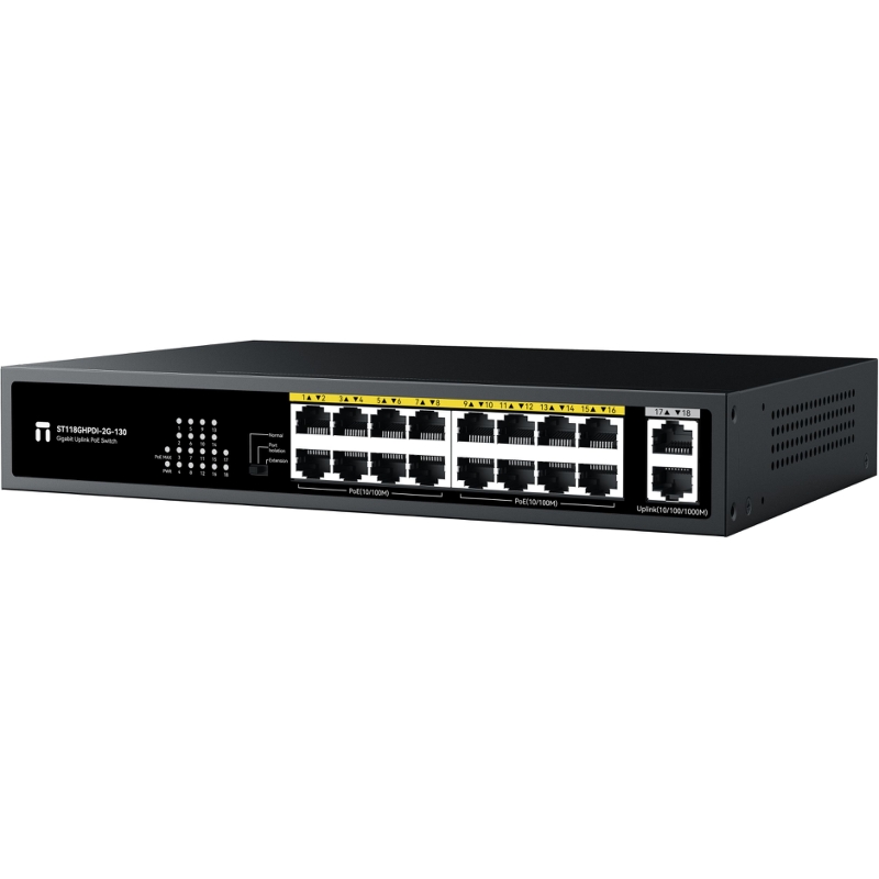 PoE-коммутатор Netis ST118GHPDI-2G-130 неуправляемый, 16 портов PoE 100 Мбит/с, 2 порта 1 Гбит/с, фото 3