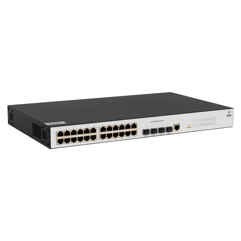 Коммутатор SNR-S2982G-24T-POE-E управляемый L2, PoE, 4 порта SFP, для стойки, фото 2