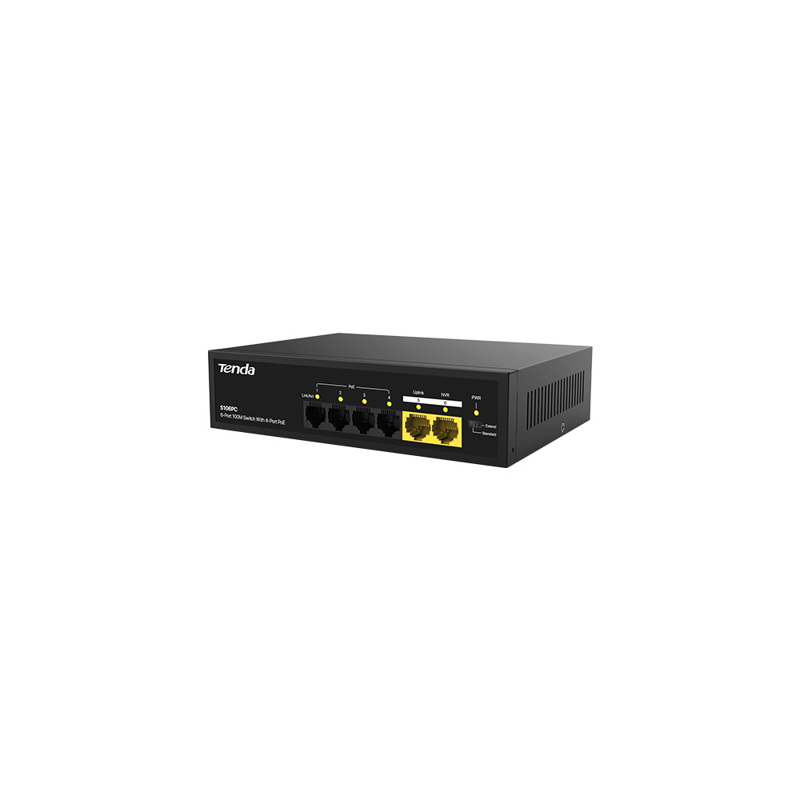 PoE-коммутатор Tenda S106PC неуправляемый, 6 портов, 4 порта PoE до 30 Вт, настольный, фото 2