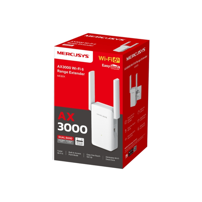 Усилитель Wi-Fi Mercusys ME80X, до 1775 Мбит/с, 1 порт LAN, 2 внешние антенны, фото 4