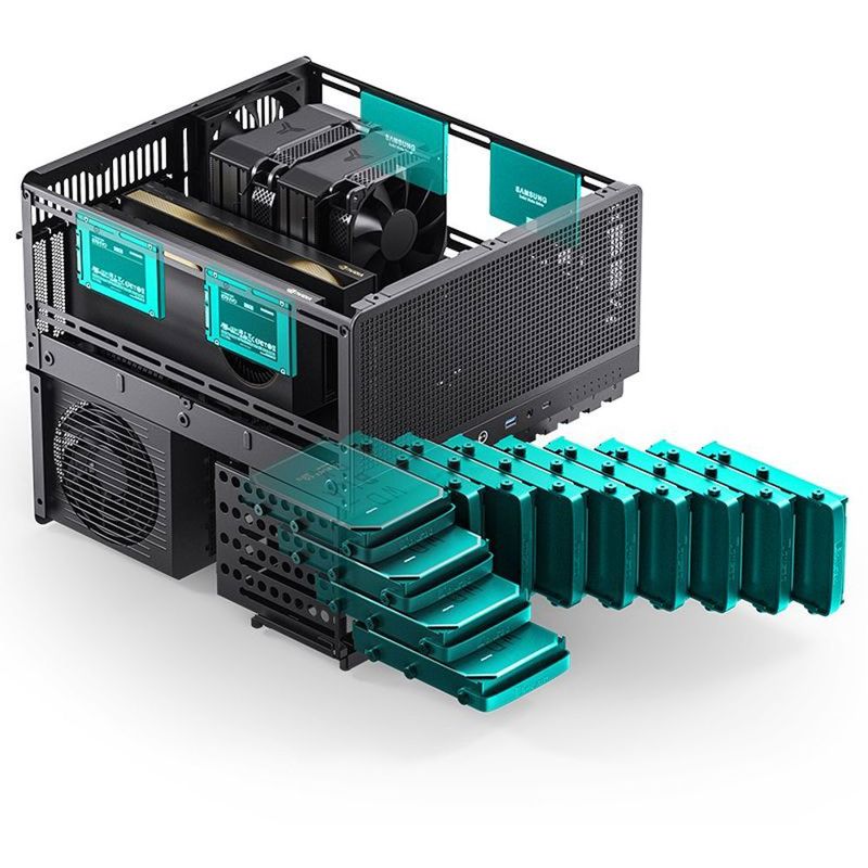 Корпус для ПК Jonsbo N5, Mini Tower, чёрный, под ATX, E-ATX, mATX, Mini-ITX, материал алюминий, дерево, сталь, фото 10