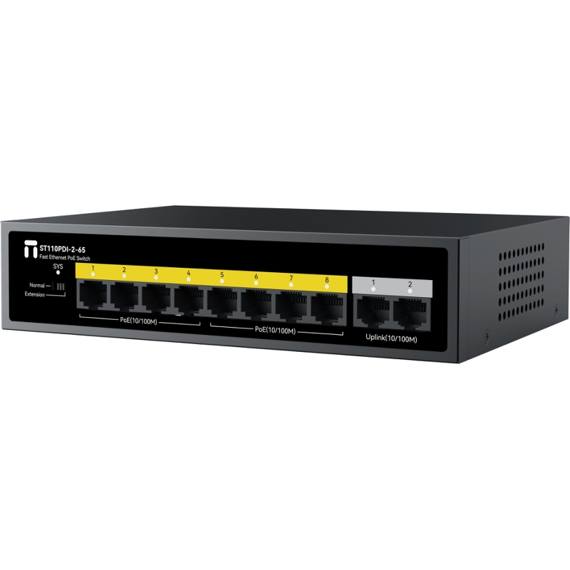 PoE-коммутатор Netis ST110PDI-2-65 неуправляемый, 8 портов PoE+ 100 Мбит/с, 2 аплинка, БП 65 Вт, фото 3