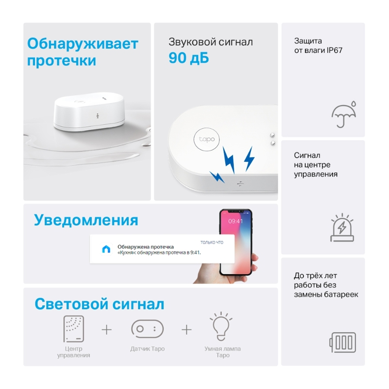 Умный датчик протечки воды TP-Link Tapo T300, фото 5