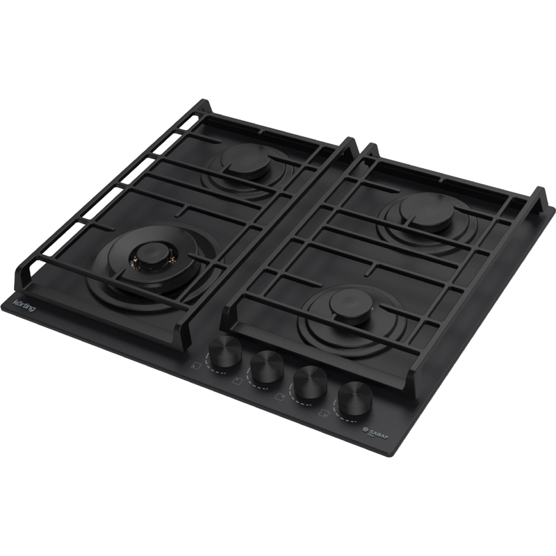 Варочная панель Korting HG 6235 CTN, газовая, 60 см, 4 конфорки, WOK, газ-контроль, чёрная, фото 2
