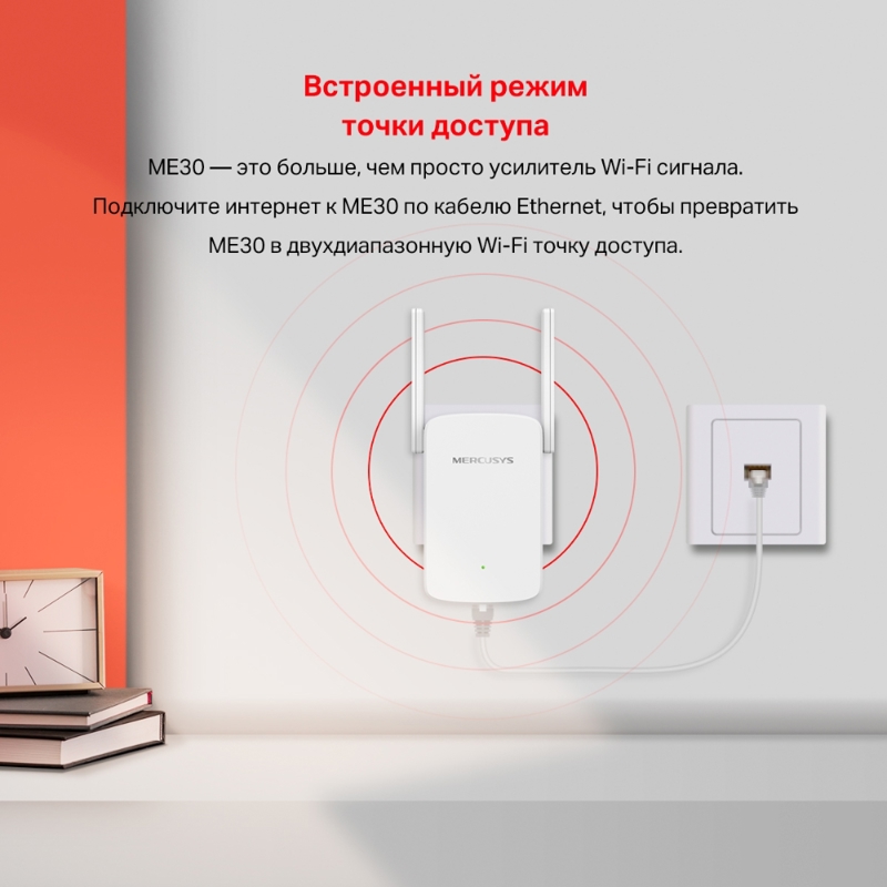 Усилитель Wi-Fi Mercusys ME30, до 1200 Мбит/с, 1 порт LAN, 2 внешние антенны, фото 9