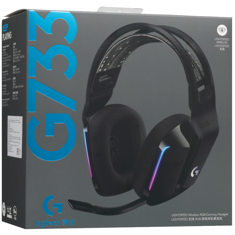 Гарнитура Logitech G733 LIGHTSPEED RGB, радиоканал, USB Type-A, накладные, чёрный, микрофон съёмный, фото 9