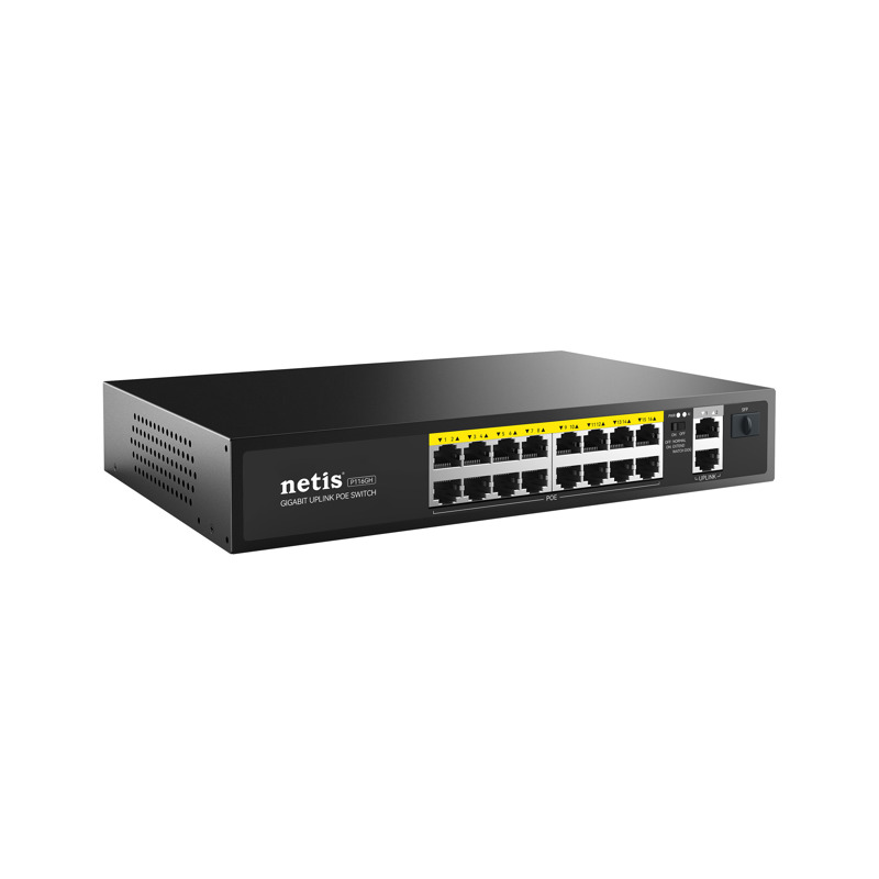 Коммутатор Netis P116GH (L2) 16x100Мбит/с 2x1Гбит/с 1SFP 16PoE 16PoE+ 240W неуправляемый (Netis P116GH), фото 3