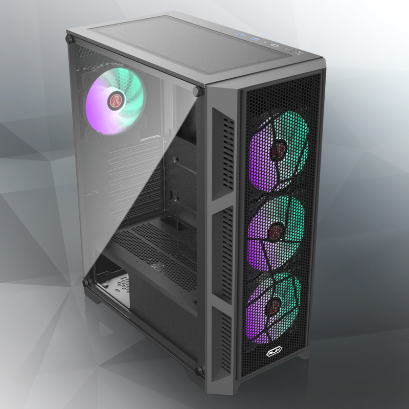 Корпус для ПК Raijintek ARCADIA III-MS4, Midi Tower, чёрный, под ATX, mATX, Mini-ITX, подсветка ARGB, фото 3