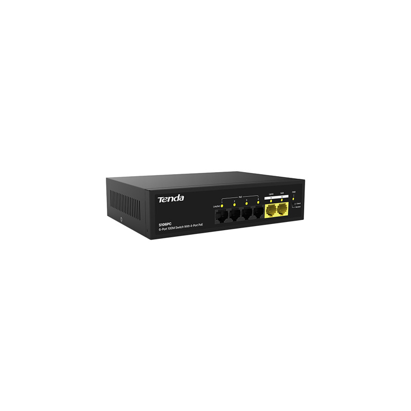 PoE-коммутатор Tenda S106PC неуправляемый, 6 портов, 4 порта PoE до 30 Вт, настольный, фото 3