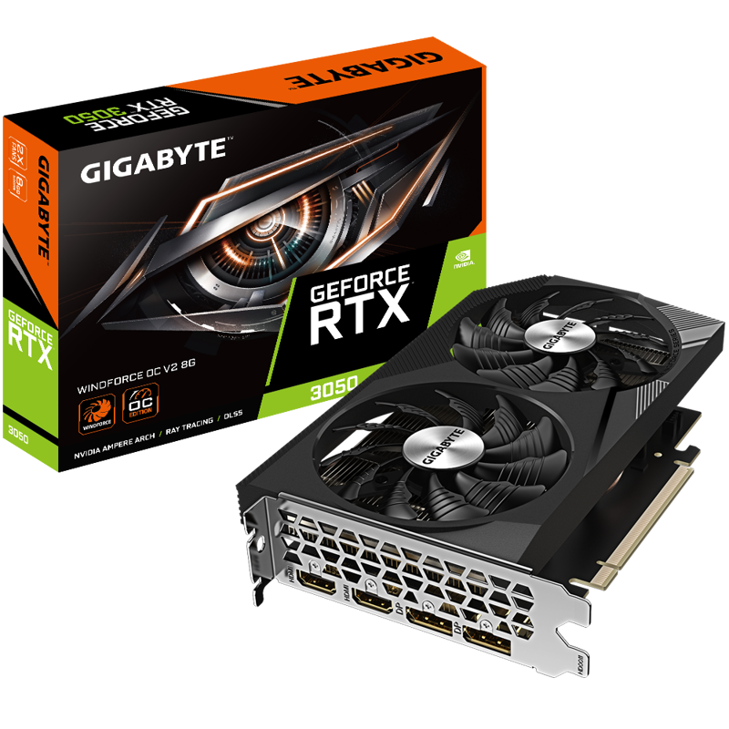 Видеокарта Gigabyte GV-N3050WF2OCV2-8GD, NVIDIA GeForce RTX 3050, 8 ГБ видеопамяти, GDDR6, фото 7