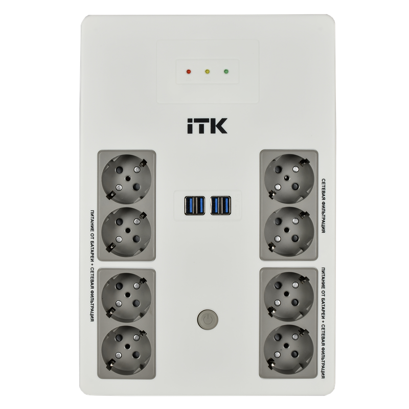 ИБП ITK ELECTRA ST8, 600 ВА, 360 Вт, Line-Interactive, 8 розеток, Schuko, EST8-600VA-1-001-L, фото 2