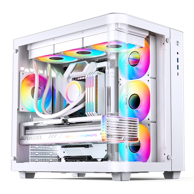Корпус для ПК Jonsbo TK-3, Mini Tower, белый, под ATX, mATX, Mini-ITX, материал закалённое стекло, сталь, фото 4