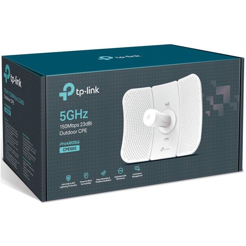 Точка доступа 5GHz N150 Outdoor CPE, 2T2R, 23dBi Directional Antenna, 30+ km, 1 FE Ports, IP65, Passive PoE (TP-Link CPE605), фото 3