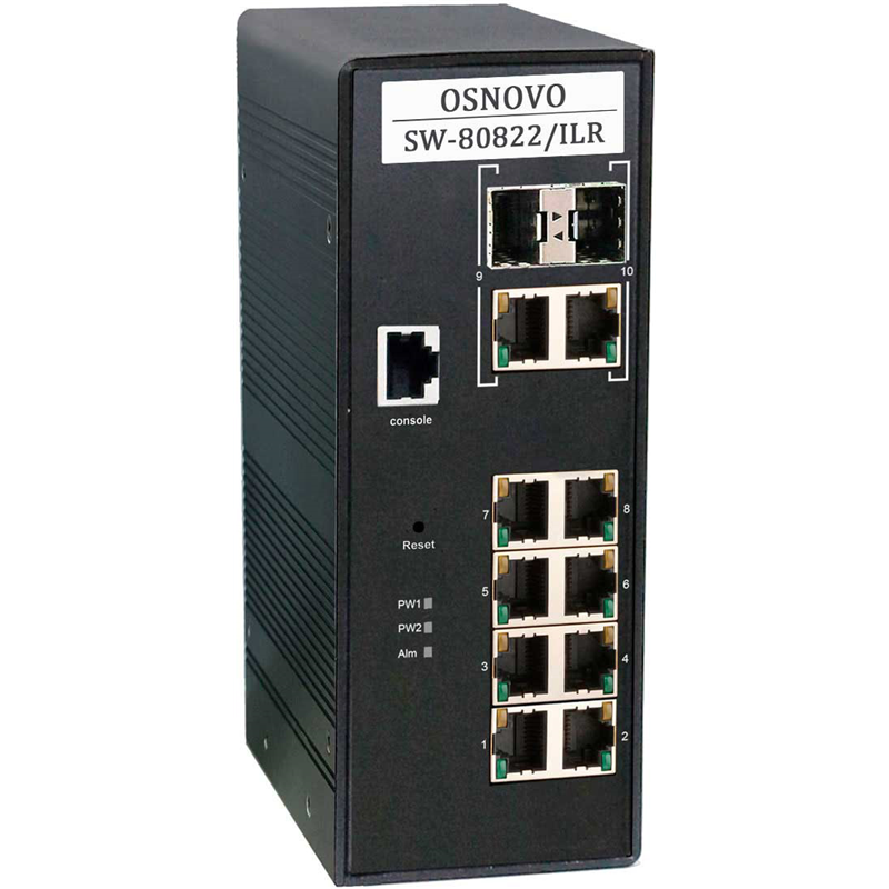 Коммутатор Osnovo SW-80822/ILR промышленный L2+, 8 портов PoE 1 Гбит/с, 2 комбо-порта, 240 Вт, фото 2