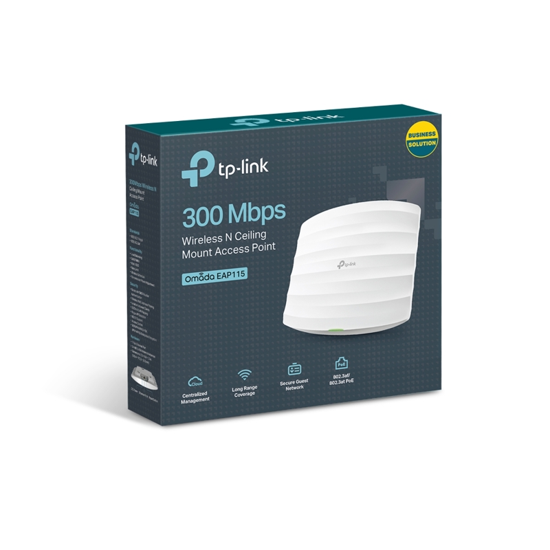 Потолочная точка доступа TP-Link EAP115, Wi-Fi 4, 300 Мбит/с, 2,4 ГГц, порт 100 Мбит/с, PoE 802.3af, фото 5