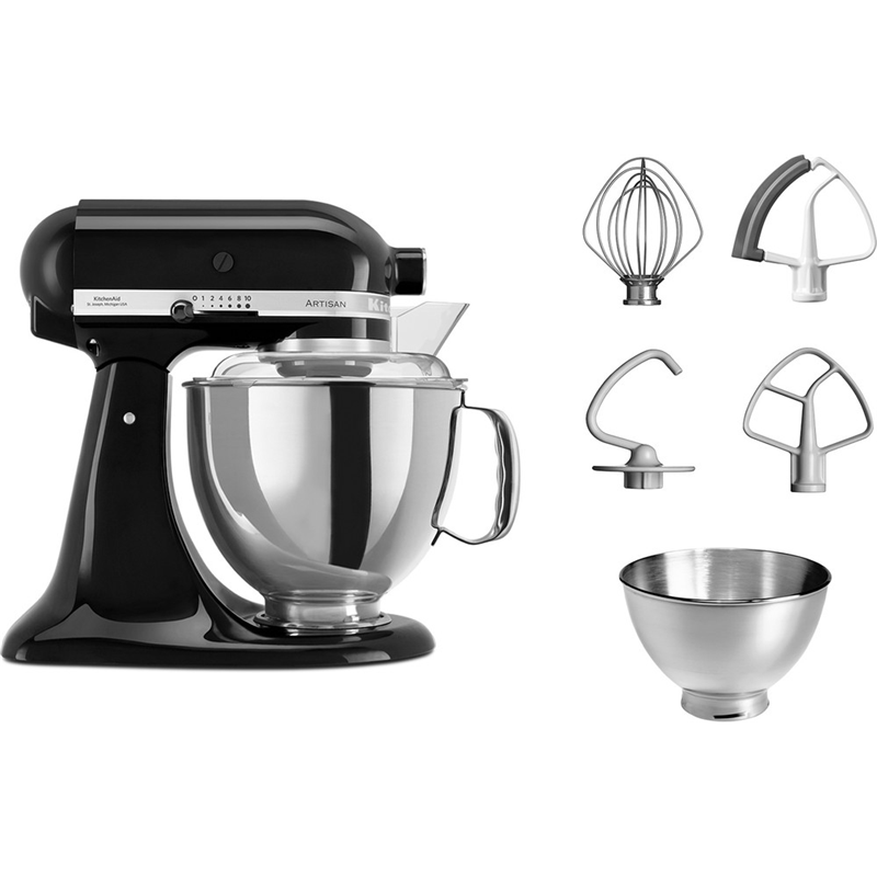 Планетарный миксер KitchenAid Artisan 5KSM175PSEOB, чаши 4,8 и 3 л, 300 Вт, чёрный, фото 2