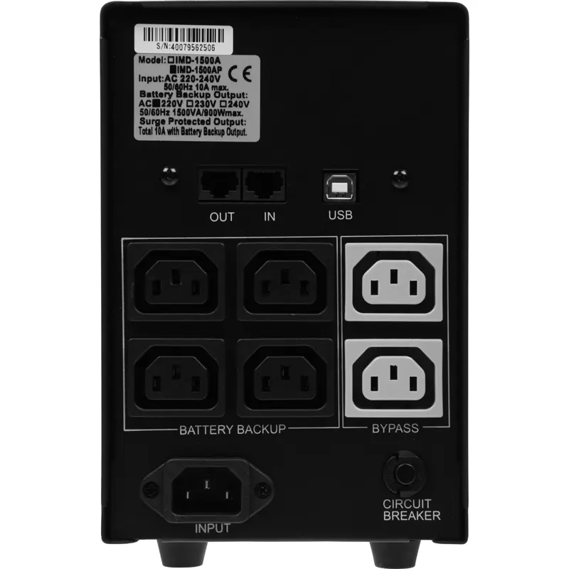 ИБП Powercom IMD-1500AP, 1500 ВА, 900 Вт, Line-Interactive, 6 розеток, IEC C13, фото 5