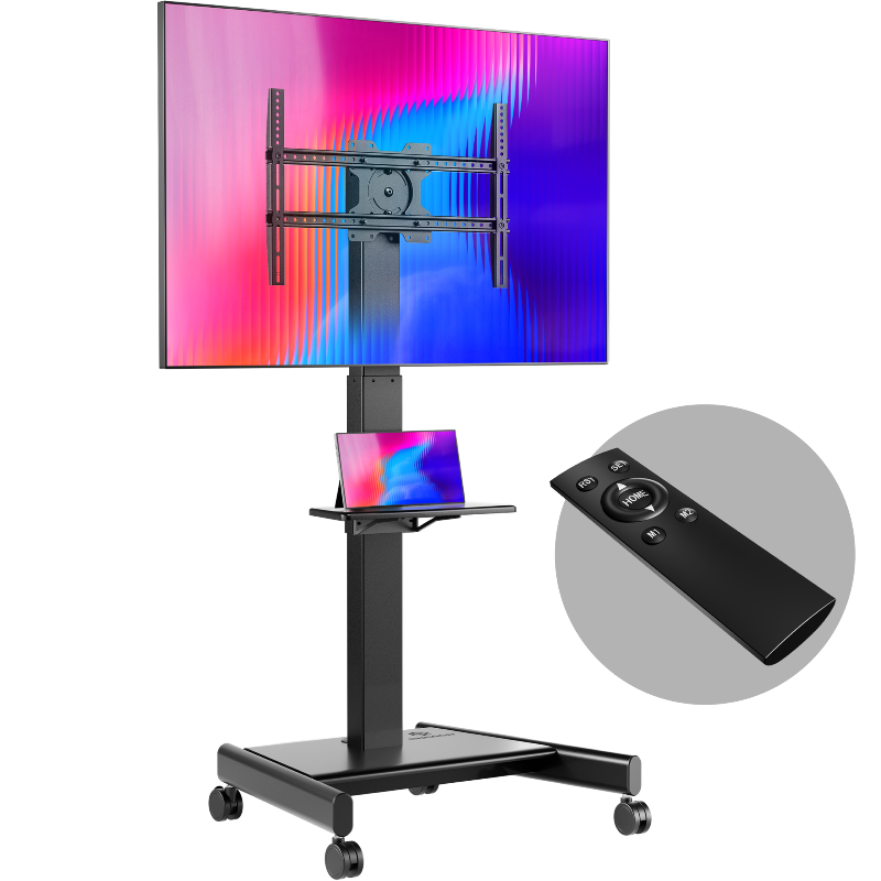 Мобильная стойка для ТВ ONKRON TS1552 Elift 43–75″ с электроприводом, до 65 кг, 2 полки, фото 2