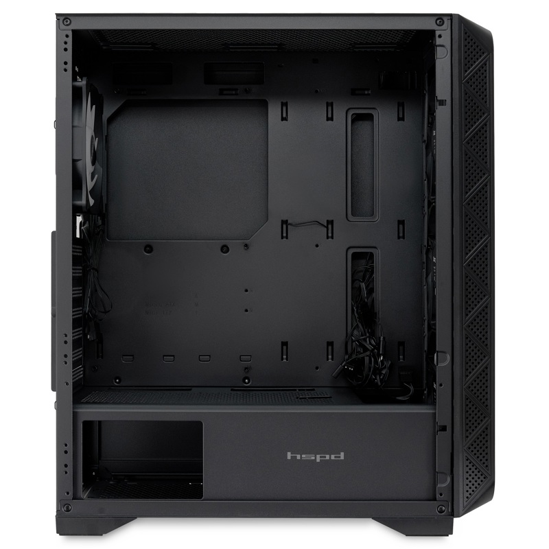 Корпус для ПК Hspd M521, Midi Tower, чёрный, под ATX, mATX, Mini-ITX, материал закалённое стекло, сталь, фото 6