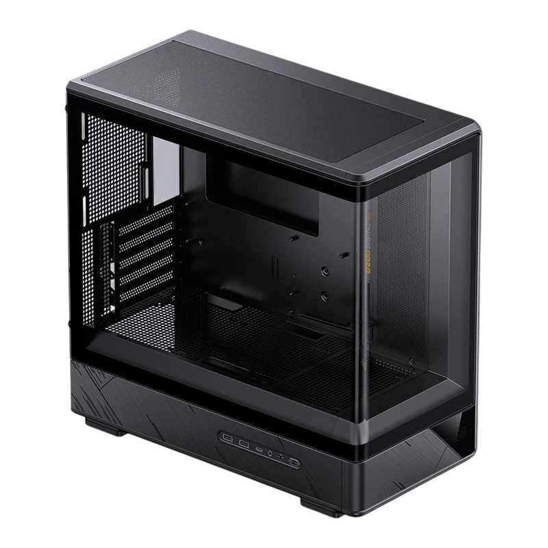 Корпус для ПК Jonsbo D200, Mini Tower, чёрный, под mATX, Mini-ITX, материал закалённое стекло, сталь, фото 2