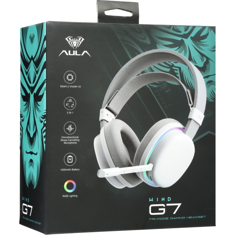 Гарнитура AULA G7, радиоканал, Bluetooth 5.0, Mini-jack, полноразмерные, чёрный, микрофон съёмный, фото 8