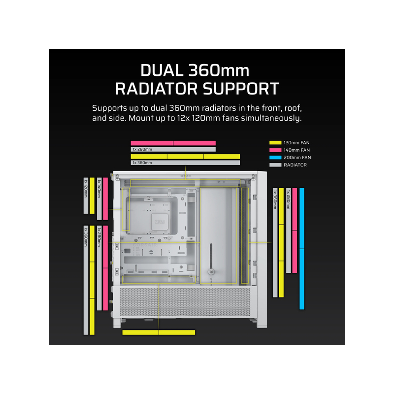Корпус для ПК Corsair Frame 4000D, Midi Tower, белый, под ATX, E-ATX, mATX, Mini-ITX, фото 7
