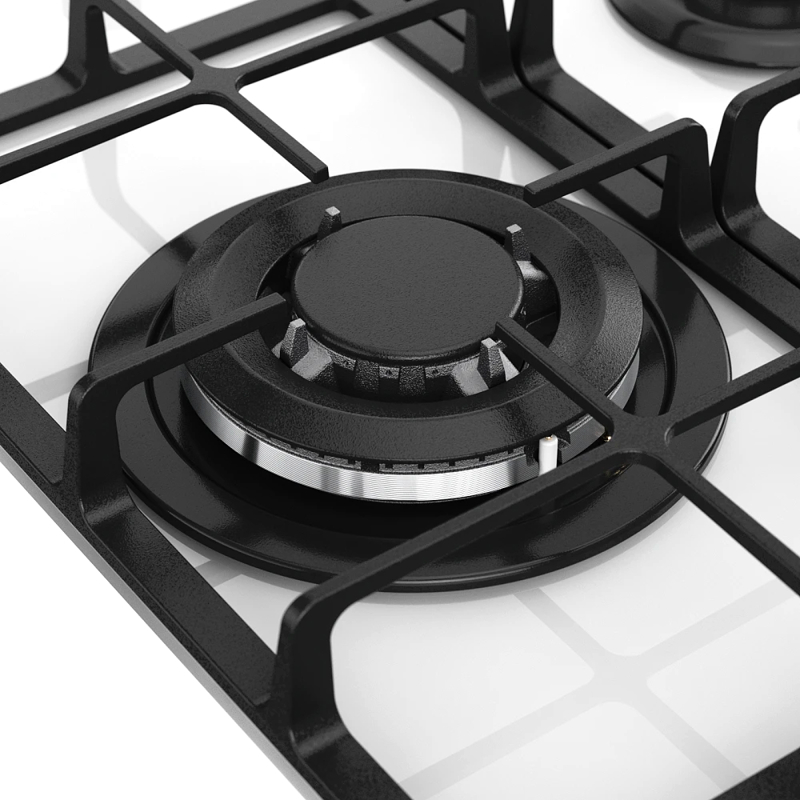 Варочная панель Monsher MGG 43 Blanc, газовая, 45 см, 3 конфорки с WOK, газ-контроль, белая, фото 4