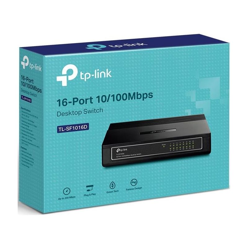Коммутатор TP-Link TL-SF1016D неуправляемый, 16 портов 100 Мбит/с, настольный, фото 4