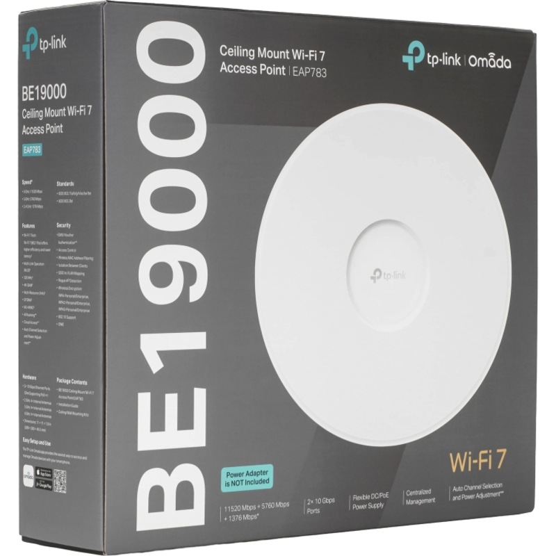 Потолочная точка доступа TP-Link Omada EAP783, Wi-Fi 7, BE19000, трёхдиапазонная, 2 порта LAN, PoE, фото 7