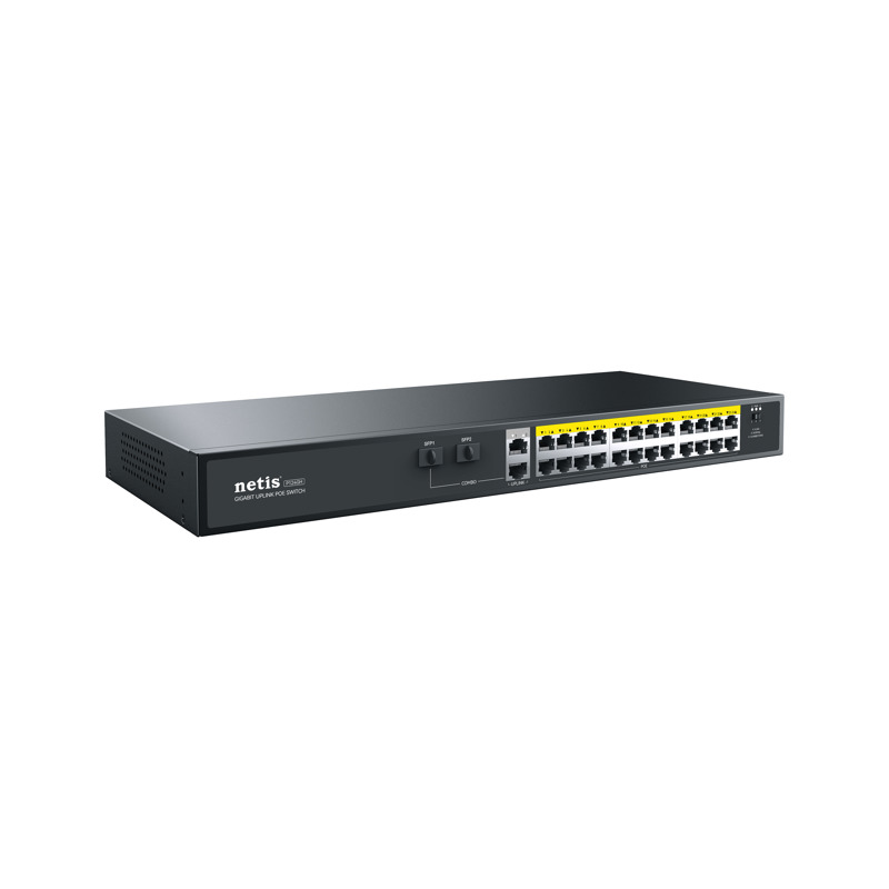 PoE-коммутатор Netis P124GH неуправляемый, 24 порта PoE+ 100 Мбит/с, 2 порта 1 Гбит/с, 360 Вт, фото 4