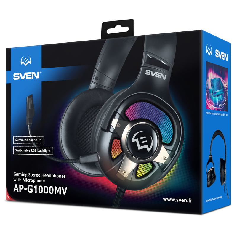 Гарнитура Sven AP-U1100MV, проводное подключение, USB Type-A, полноразмерные, чёрный, микрофон съёмный, фото 12