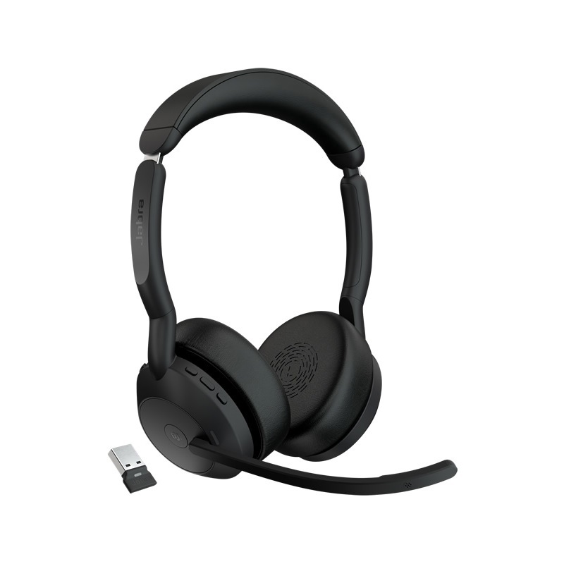 Гарнитура Jabra Evolve2 55 MS Stereo, Bluetooth 5.2, адаптер Link 380a USB-A, активное шумоподавление, фото 2
