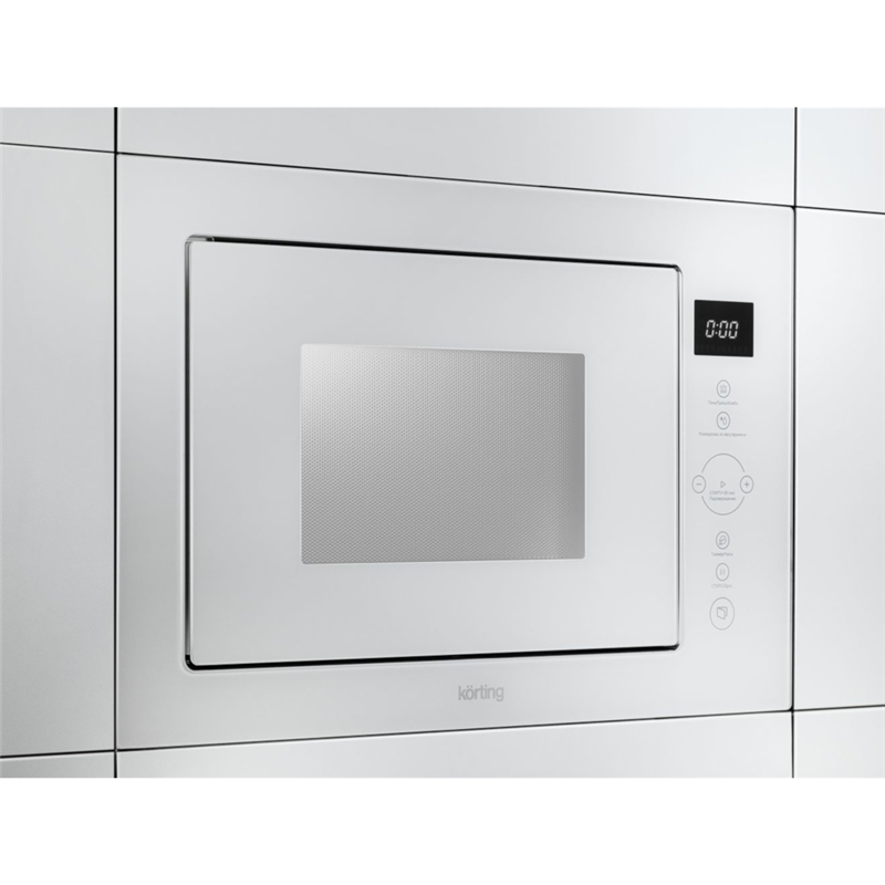 Встраиваемая микроволновая печь Korting KMI 825 TGW, 25 л, 900 Вт, гриль 1000 Вт, белое стекло, фото 2