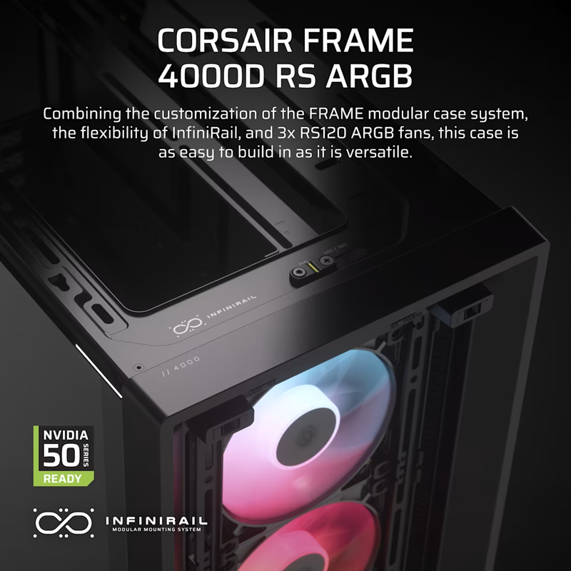 Корпус для ПК Corsair Frame 4000D RS ARGB, Midi Tower, чёрный, под ATX, E-ATX, mATX, Mini-ITX, фото 2