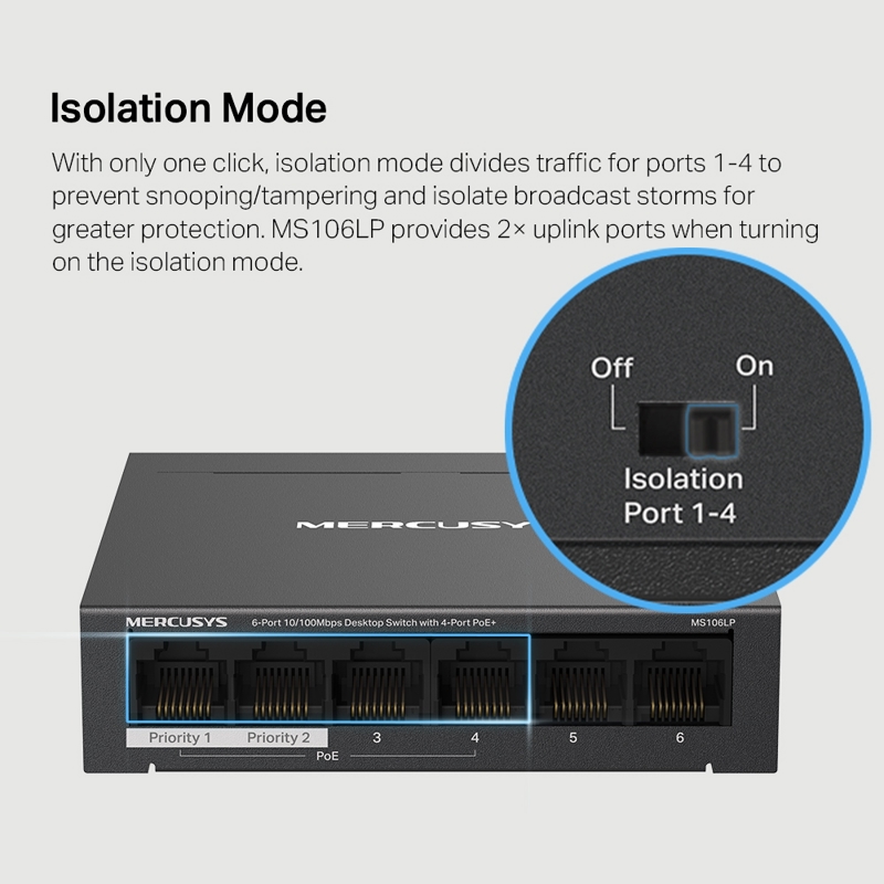 Коммутатор Mercusys 6-Port 10, неуправляемый, MS106LP, фото 7