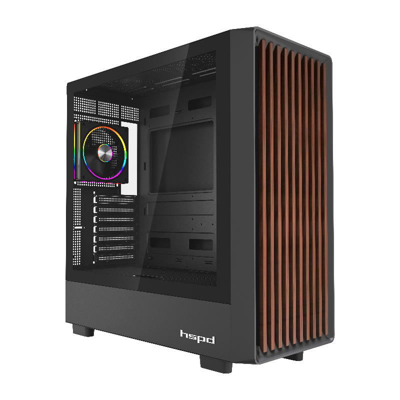 Корпус для ПК Hspd F760, Midi Tower, чёрный, под ATX, E-ATX, mATX, mITX, подсветка ARGB, фото 6