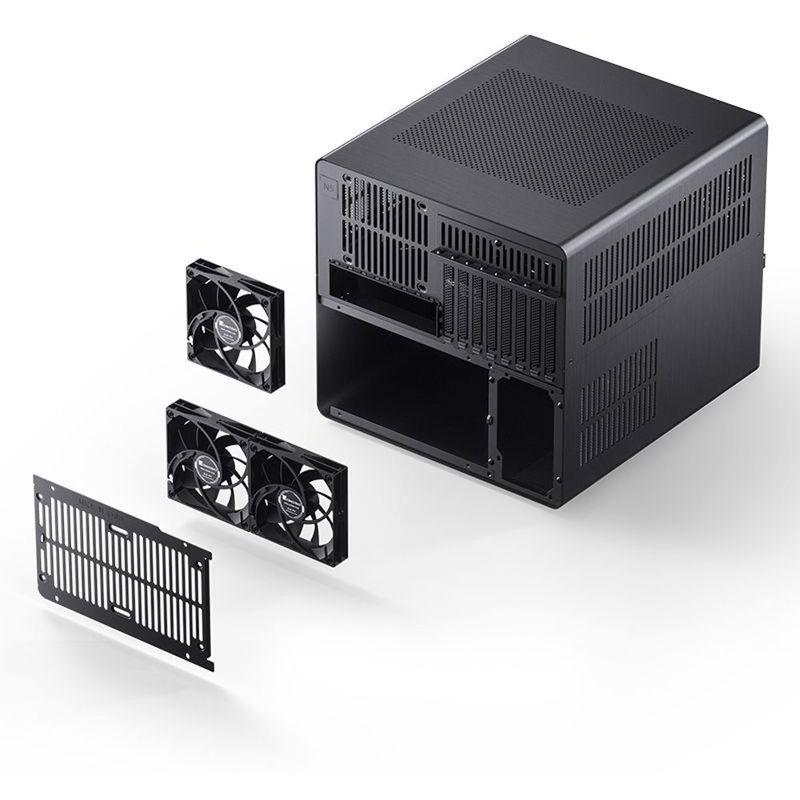 Корпус для ПК Jonsbo N5, Mini Tower, чёрный, под ATX, E-ATX, mATX, Mini-ITX, материал алюминий, дерево, сталь, фото 26